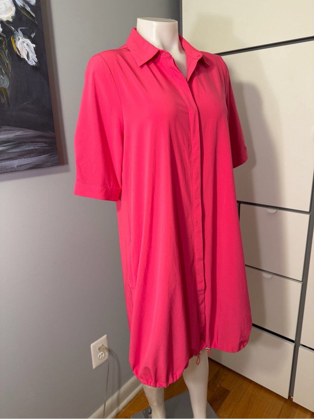 Chico's Bright Pink Button-Front Shirt Dress